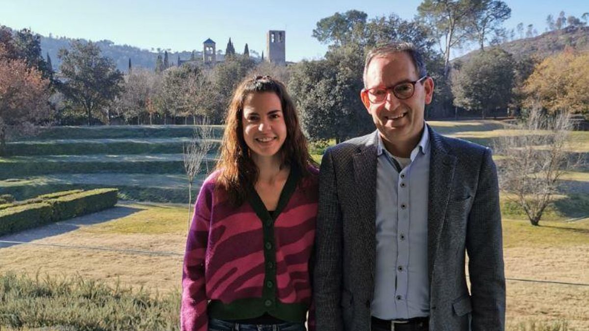 Alba Pérez i Joan Carles Batanés durant la trobada celebrada a Sant Benet de Bages