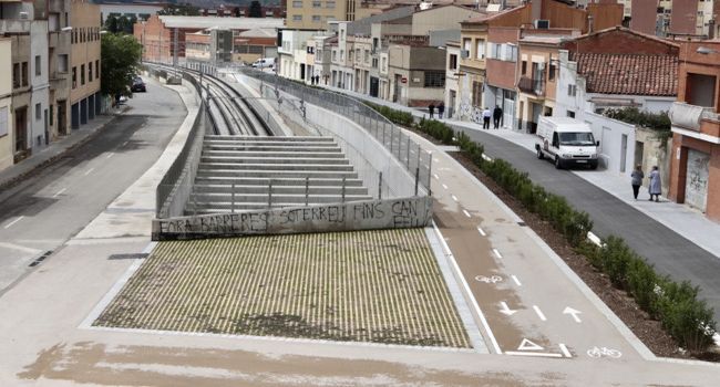 Soterramiento de las vías de los Ferrocarrils en Can Feu