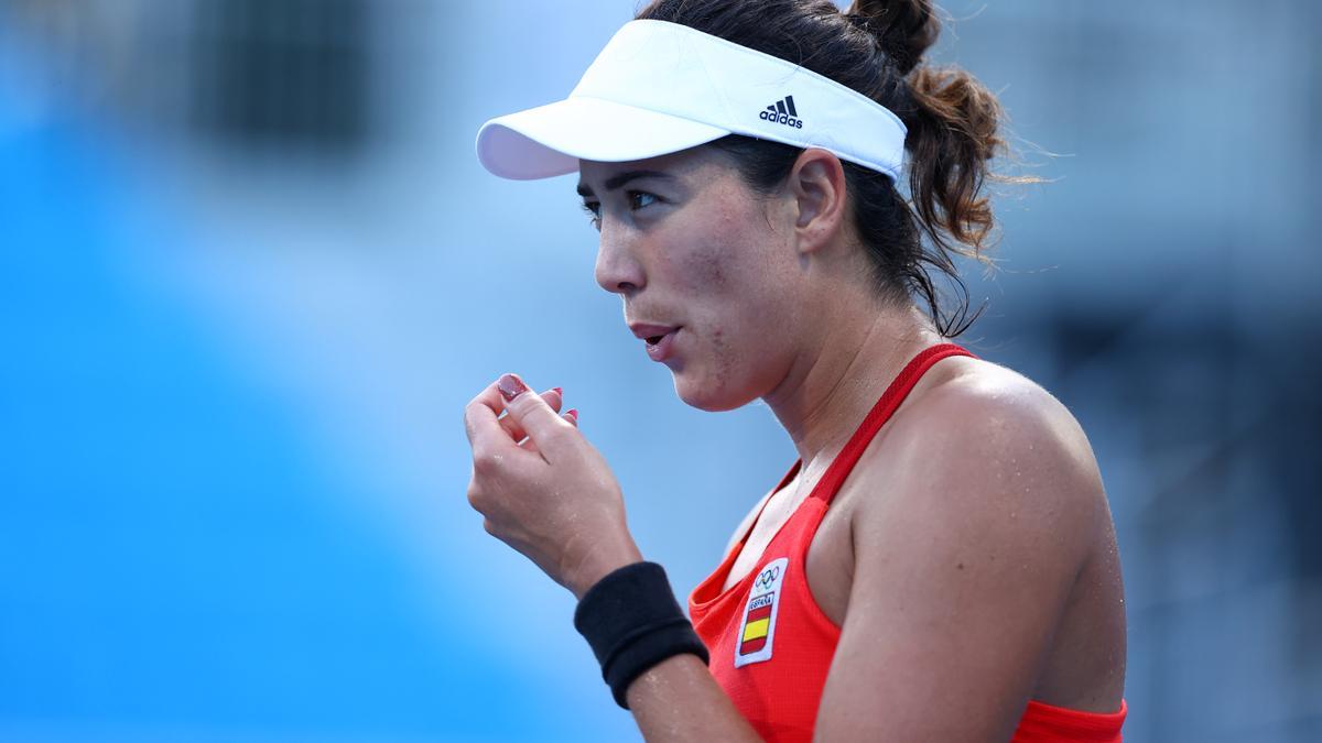 Una imagen de Garbiñe Muguruza ante Rybakina.