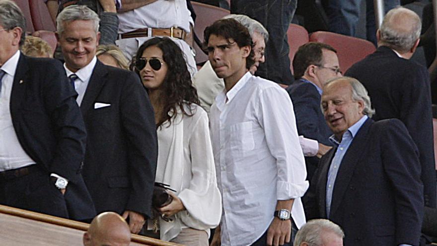 Nadal y Xisca PerellÃ³, en el palco de Son Moix en un partido del Mallorca