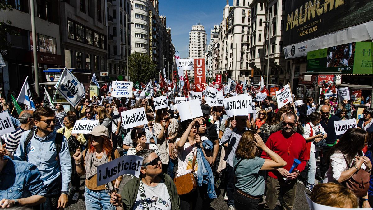 Los letrados de la administración de justicia, durante una de las manifestaciones que celebraron en Madrid.