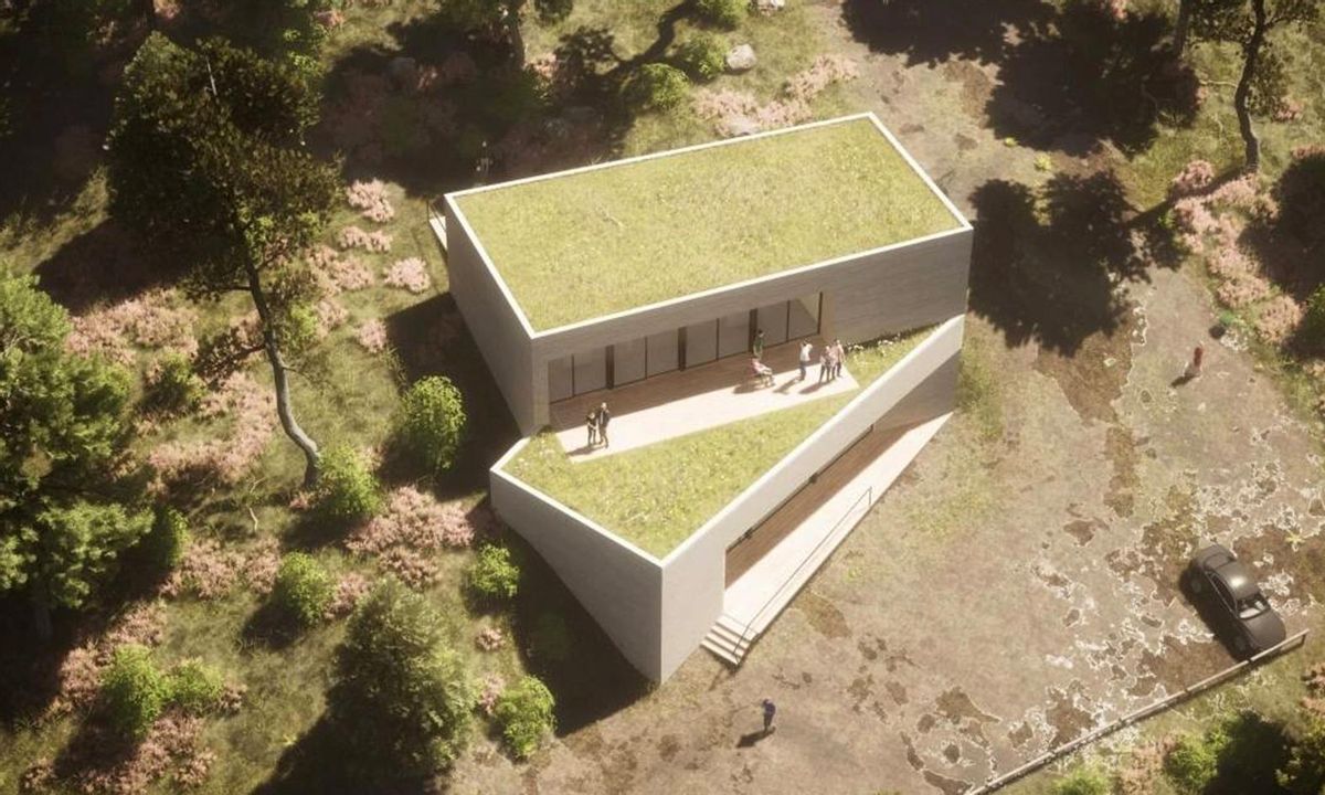 Recreación de la ubicación del edificio en el parque periurbano de Fuente Agria.