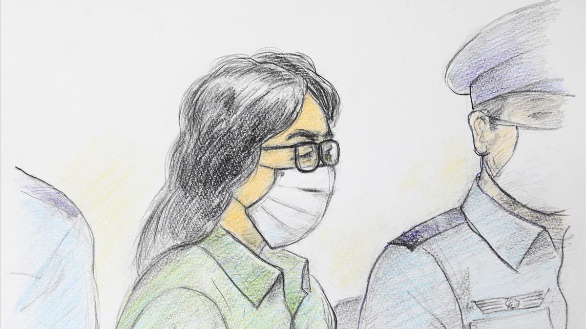 This court sketch drawing created by Masato Yamashita on December September 30 2020 shows Takahiro Shiraishi (L) at the first trial at Tokyo District Court Tachikawa Branch in Tachikawa Tokyo - Shiraishi dubbed the Twitter killer was on December 15 2020 sentenced to death for murdering and dismembering nine people he snared online local media said (Photo by Masato YAMASHITA JIJI PRESS AFP) Japan OUT - RESTRICTED TO EDITORIAL USE MANDATORY CREDIT OF THE ARTIST TO ILLUSTRATE THE EVENT AS SPECIFIED IN THE CAPTION This court sketch drawing created by Masato Yamashita on December September 30 2020 shows Takahiro Shiraishi (L) at the first trial at Tokyo District Court Tachikawa Branch in Tachikawa Tokyo - Shiraishi dubbed the Twitter killer was on December 15 2020 sentenced to death for murdering and dismembering nine people he snared online local media said (Photo by Masato YAMASHITA JIJI PRESS AFP) Japan OUT - RESTRICTED TO EDITORIAL USE MANDATORY CREDIT OF THE ARTIST TO ILLUSTRATE THE EVENT AS SPECIFIED IN THE CAPTION