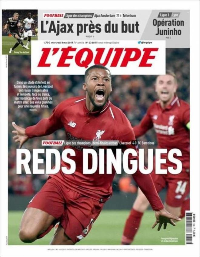 La portada de LÉquipe del 8 de mayo
