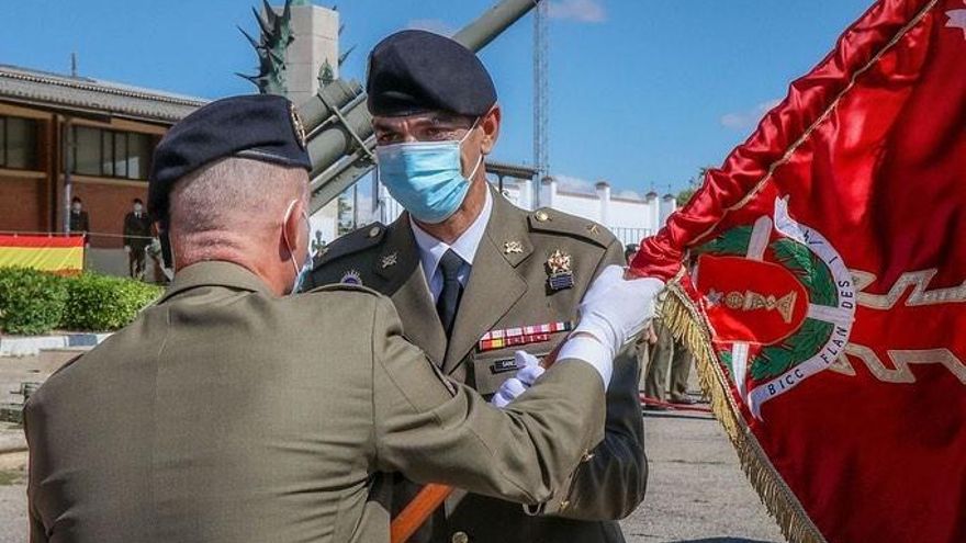 Jonás Sánchez, durante la toma de mando del batallón.