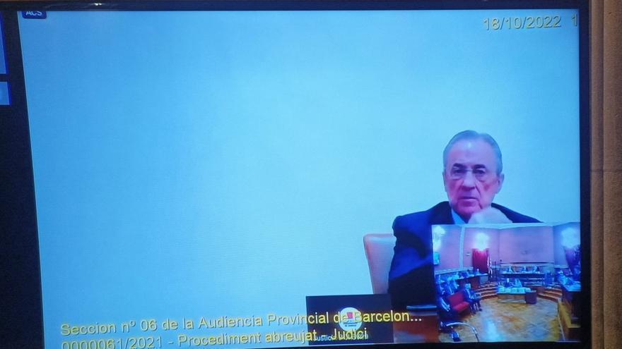 Florentino Pérez, durante su declaración por videoconferencia.