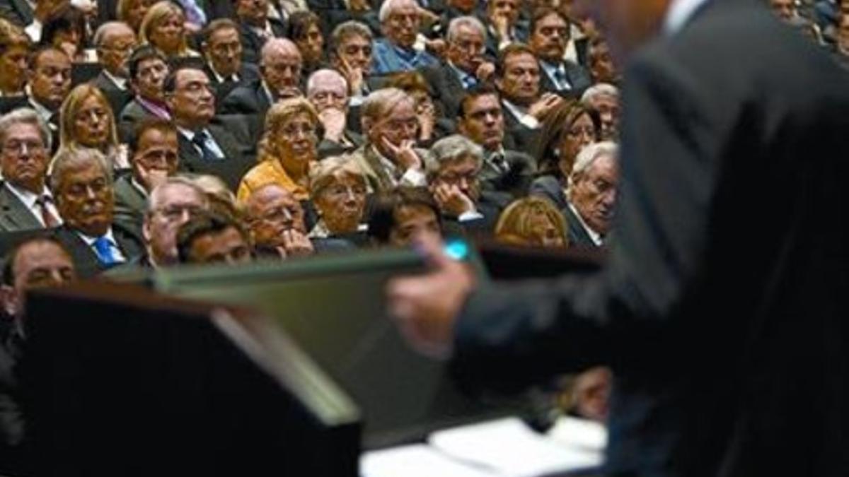 Mas pronuncia una conferencia sobre economía, ayer en el Cercle Financer de La Caixa.