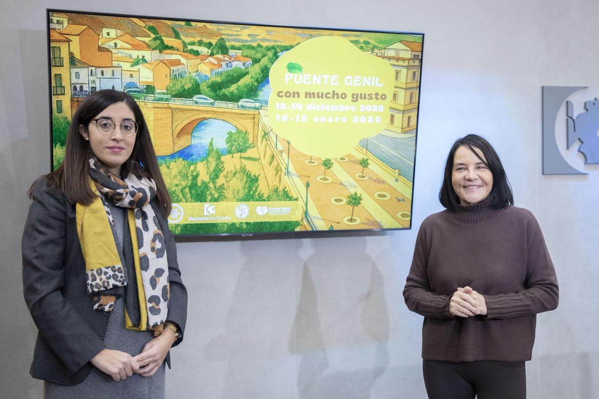 Ana Rosa Ruz y María Delgado, en la presentación de las actividades sobre el membrillo en Puente Genil.