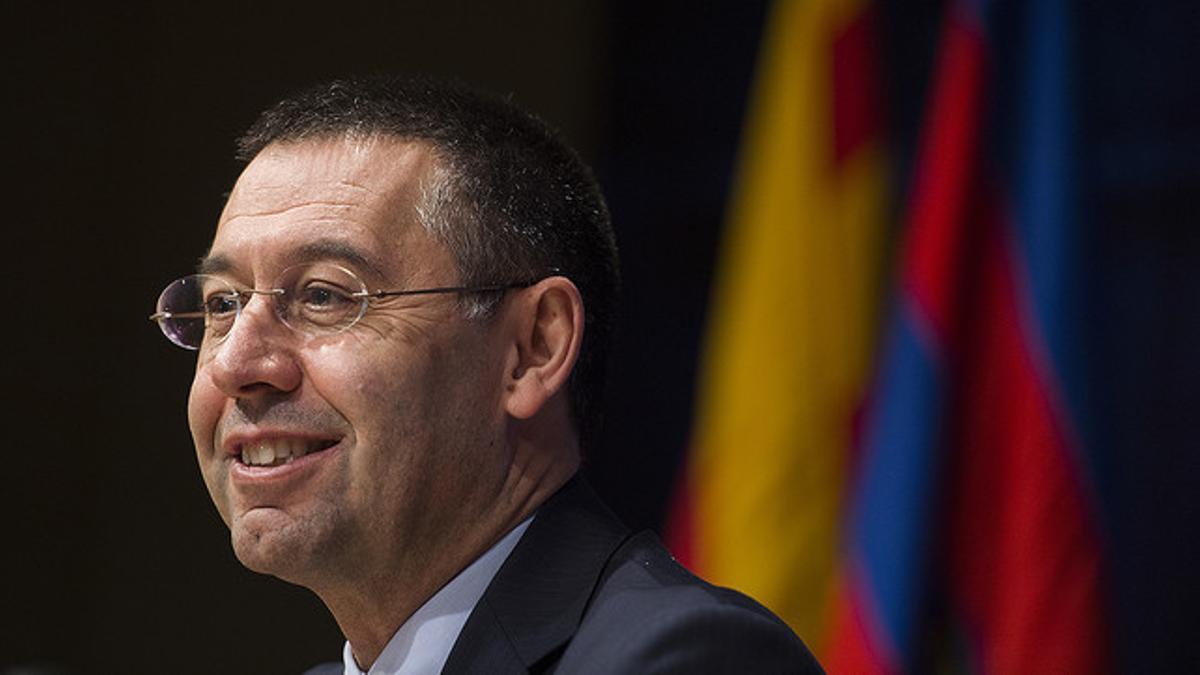 Josep Maria Bartomeu, durante una rueda de prensa en el Camp Nou