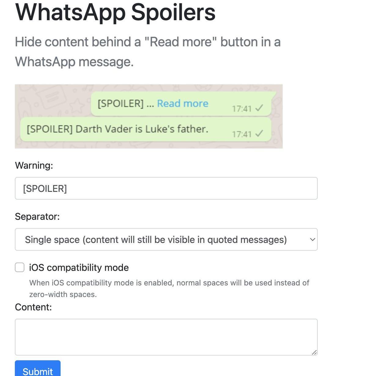 Foto: Cómo avisar en un grupo de WhatsApp de un spoiler de tu serie o película favorita