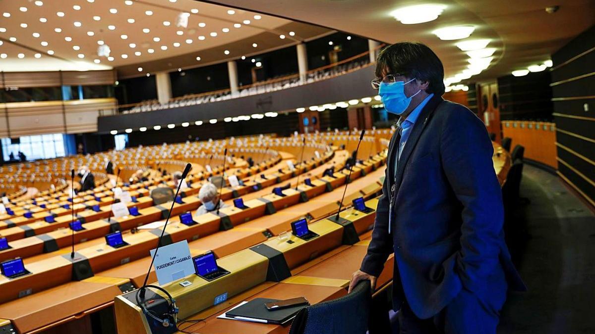 Puigdemont, al Parlament Europeu en una fotografia d&#039;arxiu.