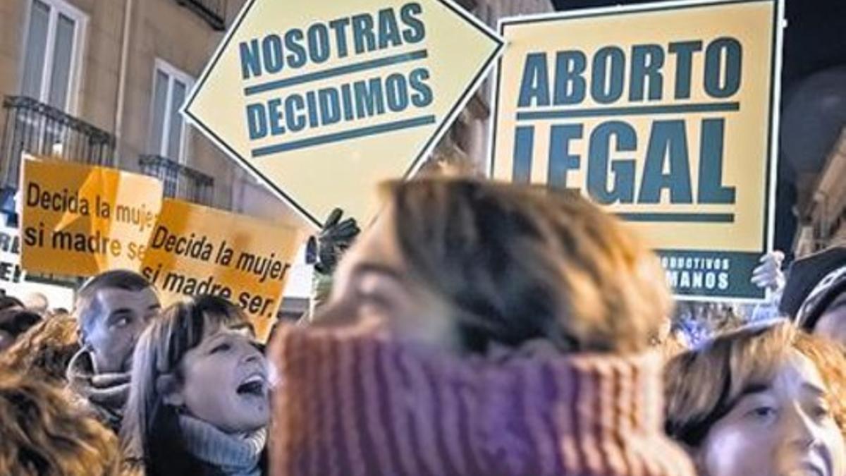 Protesta ante el Ministerio de Justicia contra la reforma de Gallardón.