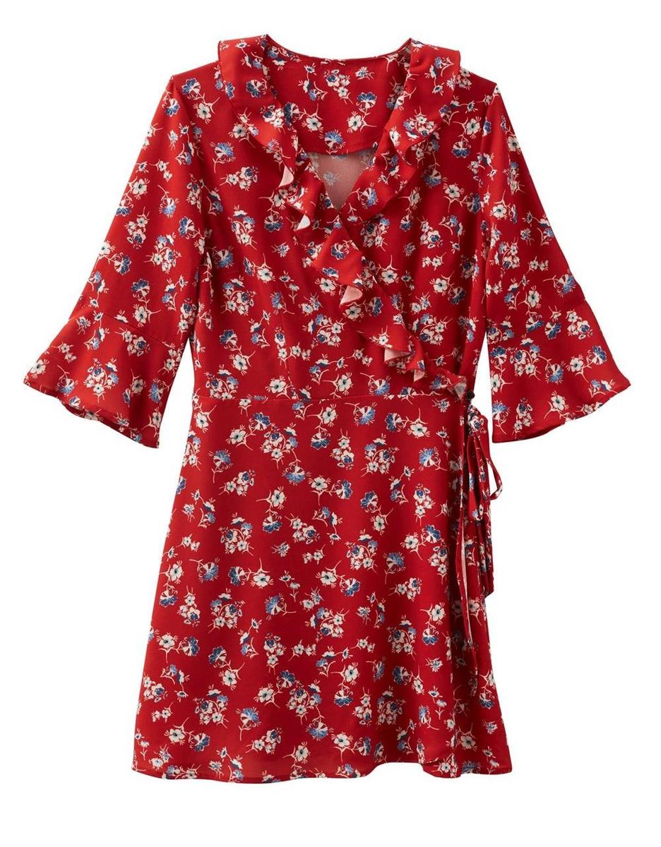 Vestido cruzado de flores (precio: 29,99 euros)