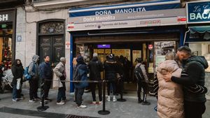 Exterior de la administración de lotería de Doña Manolita, en Madrid.