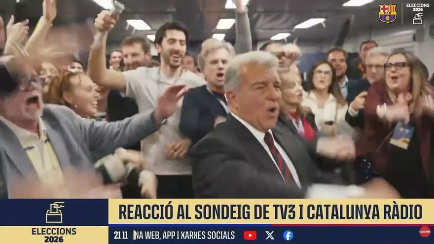 ¡Laporta en extasis tras su victoria en el primer sondeo!