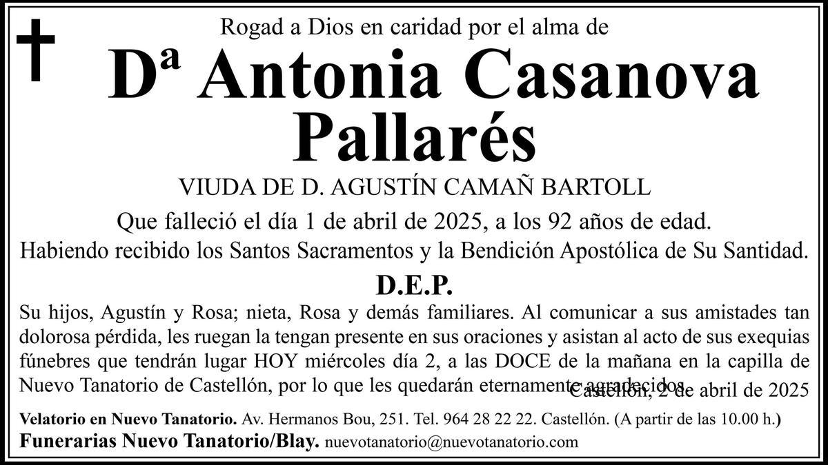 Dª Antonia Casanova Pallarés