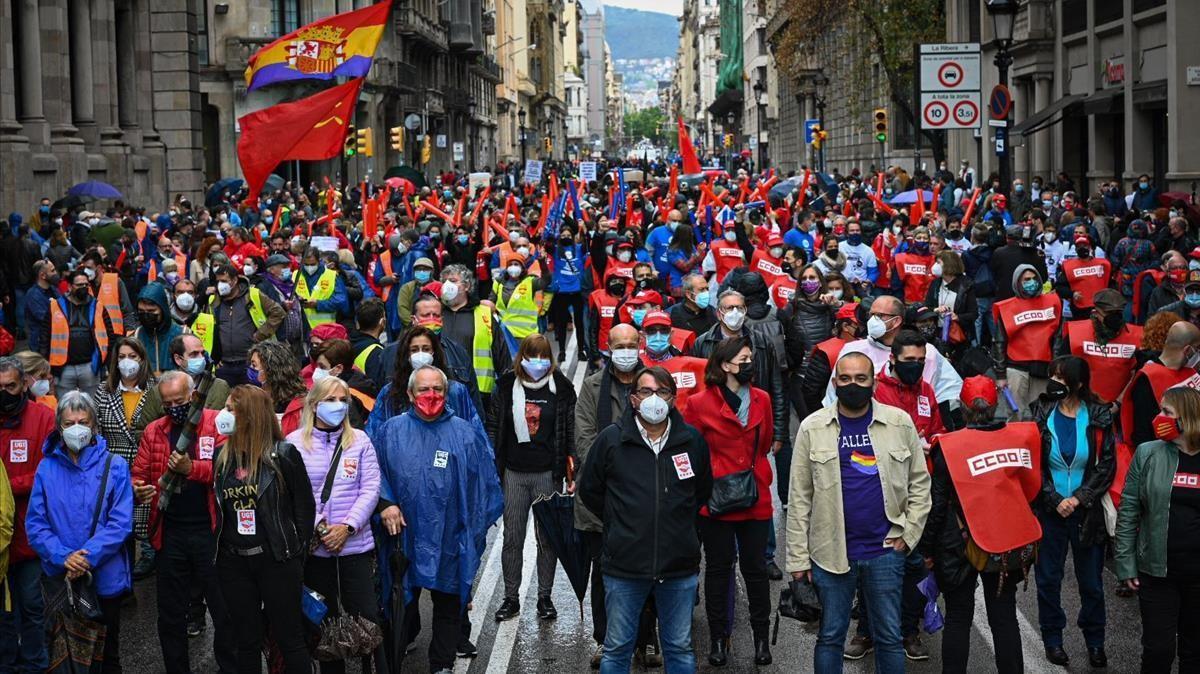 Manifestacion del 1 de mayo en Barcelona.