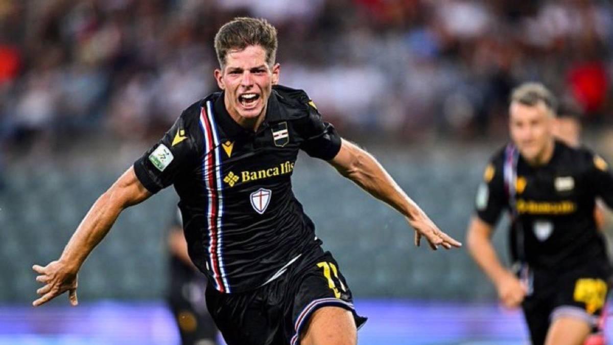Estanis Pedrola celebra un gol con la Sampdoria el curso pasado