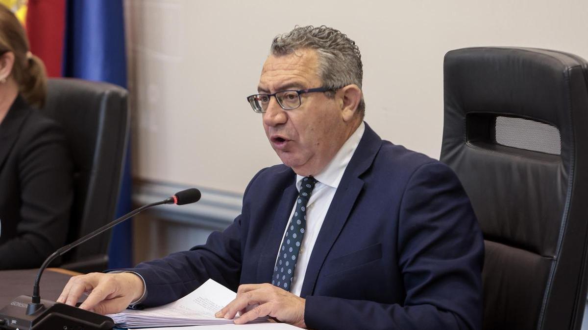 El presidente de la Diputación de Alicante, el popular Toni Pérez, en un pleno reciente de la institución provincial