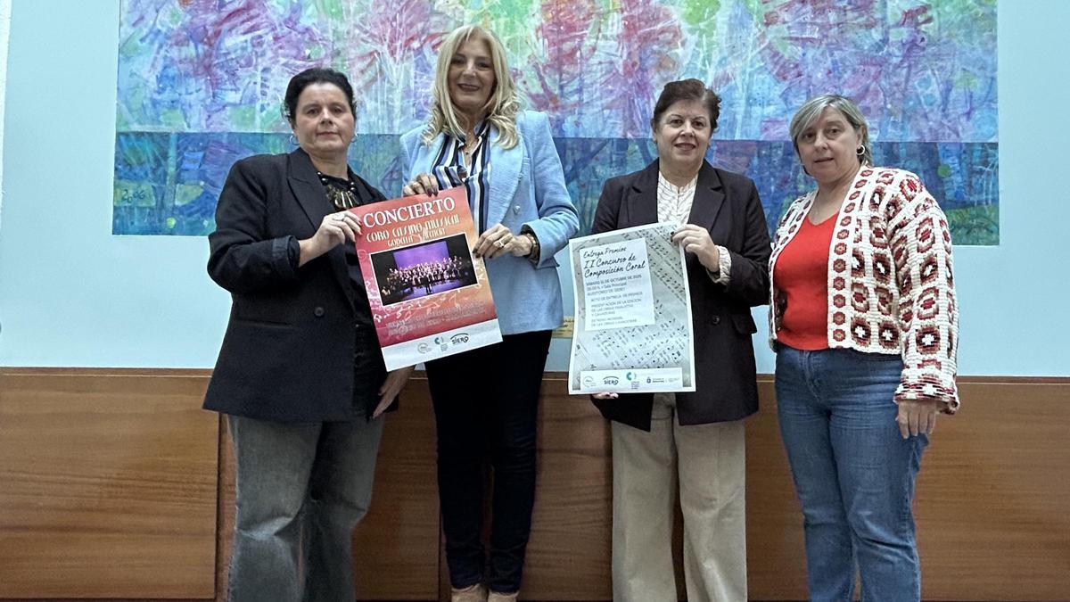 Por la izquierda, Mónica Nachón de Siero musical; la concejala de Cultura, Aurora Cienfuegos, María Nachón, de Siero Musical, e Isabel González, directora de la Fundación Municipal de Cultura de Siero..