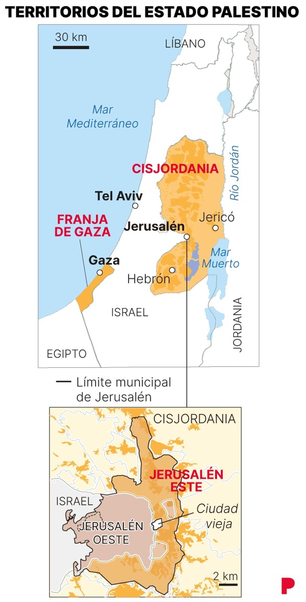 Territorios bajo control palestino.
