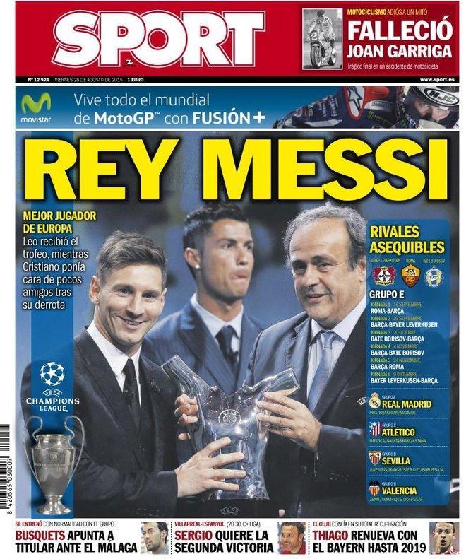 2015 - Leo Messi recibe el trofeo de Mejor Jugador de Europa