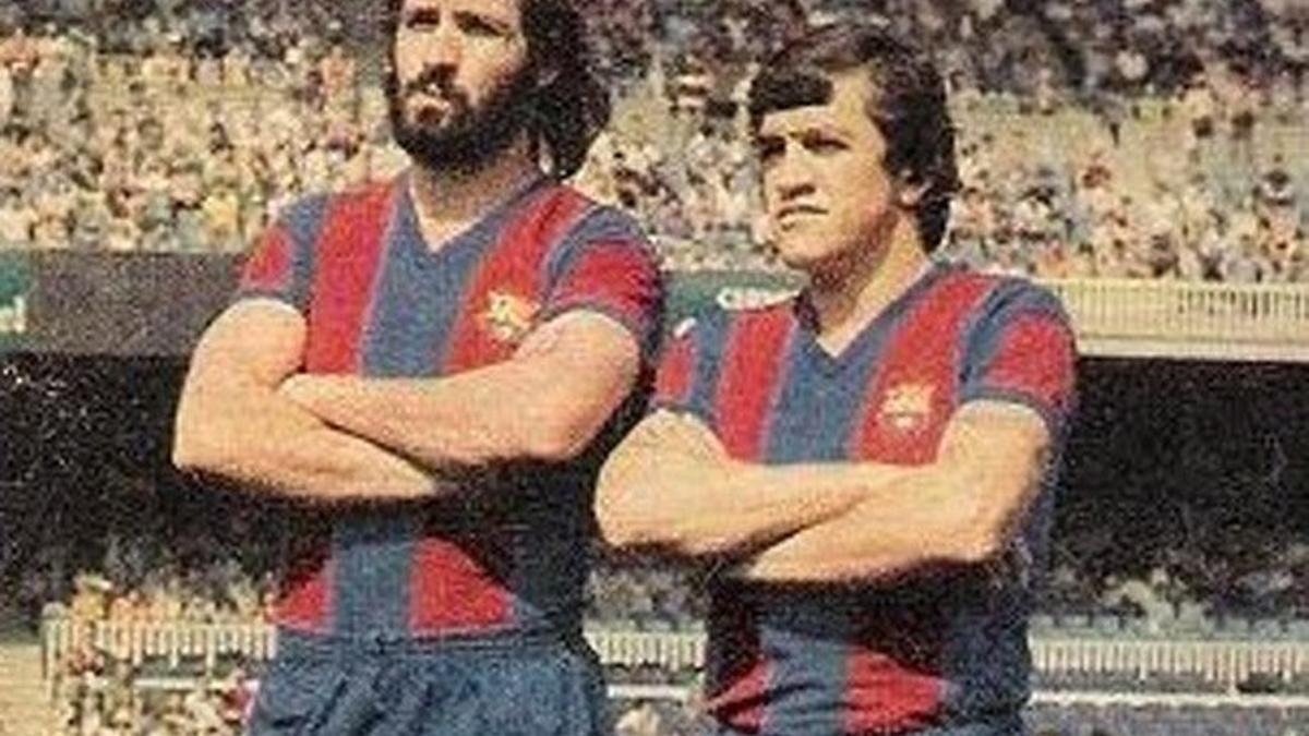Juanjo, izquierda, junto con Zuviria en su época de jugador del Barça