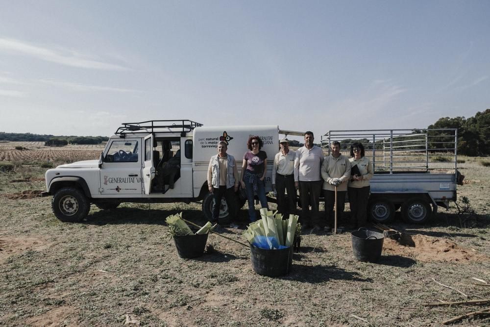 Plantación de especies autóctonas de alumnos del IES Mare Nostrum el día del arbol en el parque natural de las lagunas