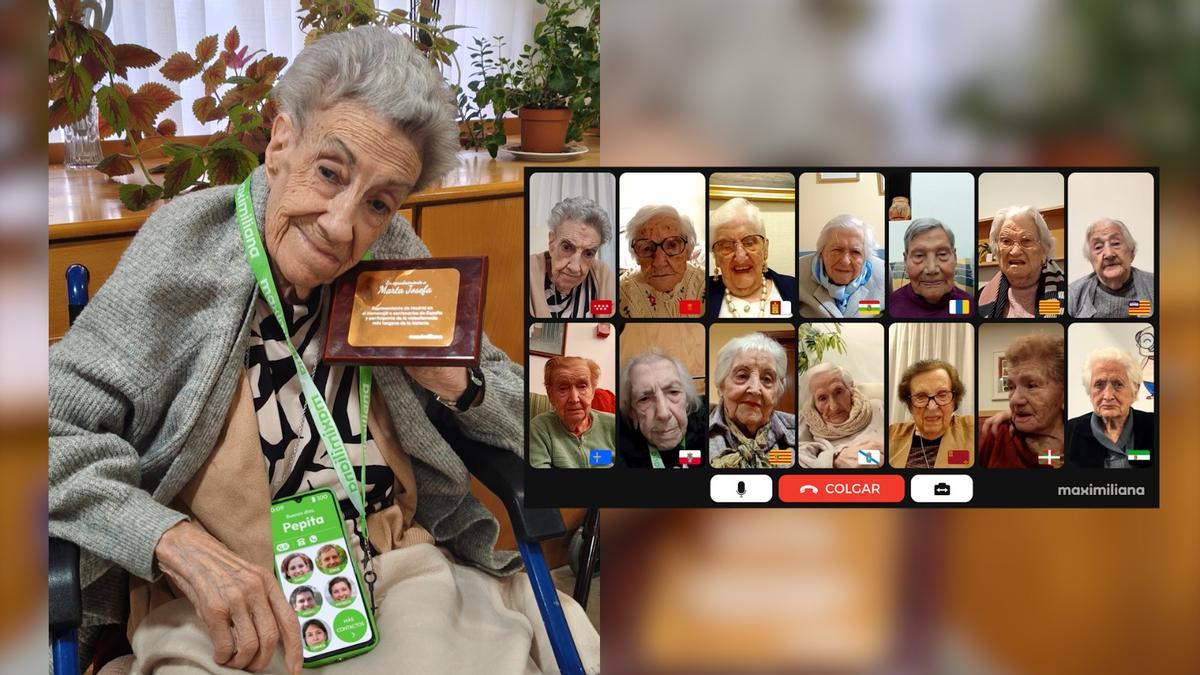 Pepita participó en una videollamada centenaria