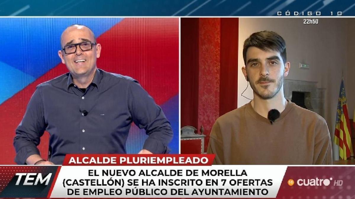 Captura de la entrevista de Risto Mejide al alcalde de Morella, Bernabé Sangüesa.