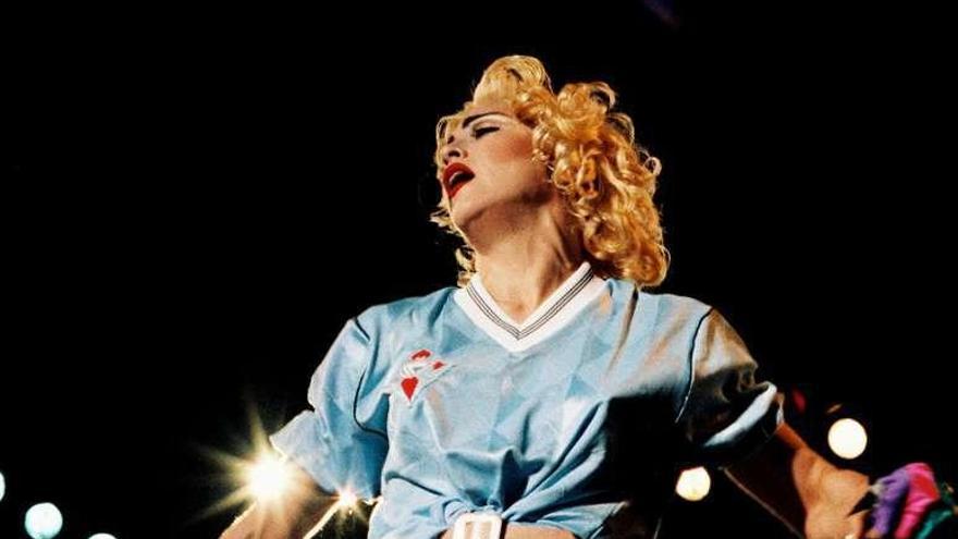 Madonna, con la camiseta del Celta en aquel concierto. // V. De las Heras