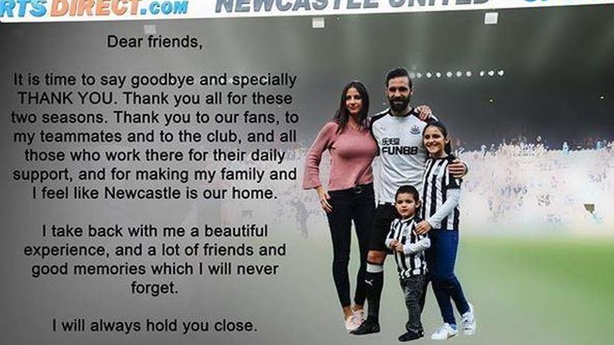 Imagen que eligió Gámez para despedirse del Newcastle.