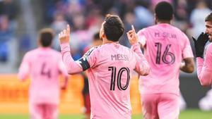 Leo Messi y Rodrigo de Paul, celebrando un gol ante DC United