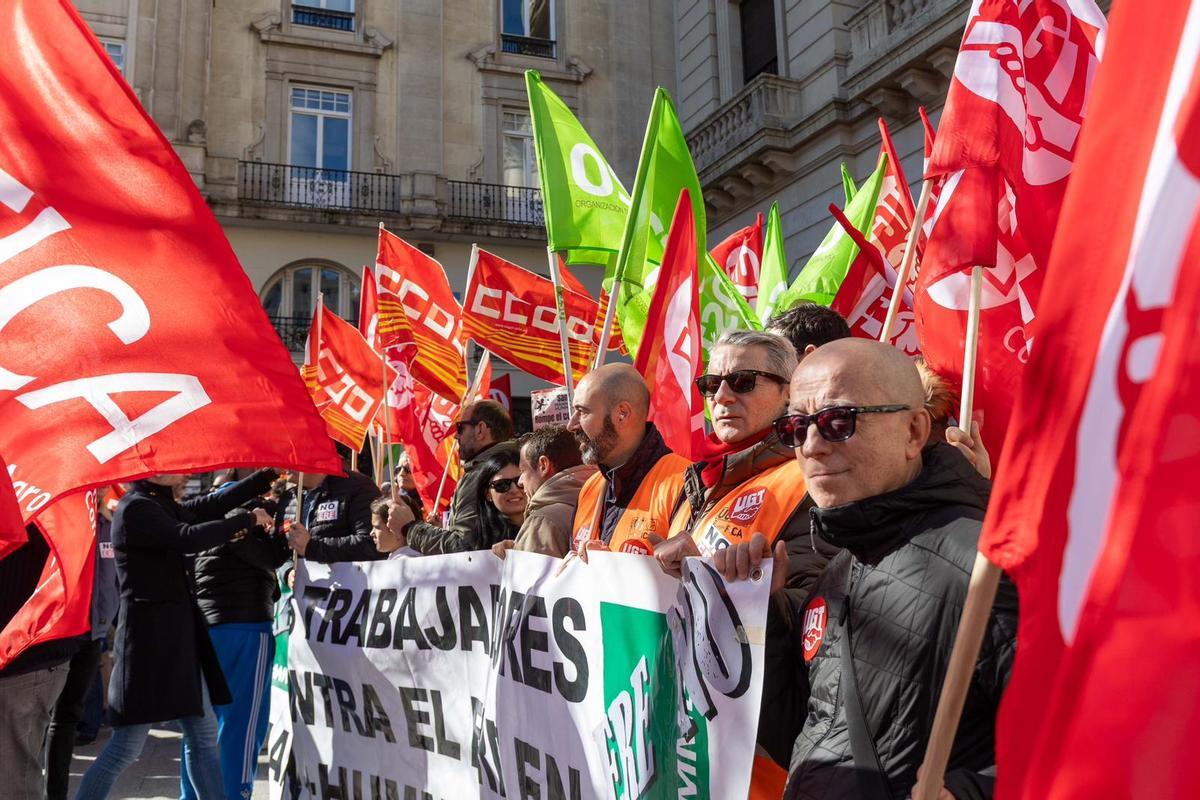 Protesta de los empleados de Mann Hummel en Zaragoza, este mes de febrero.