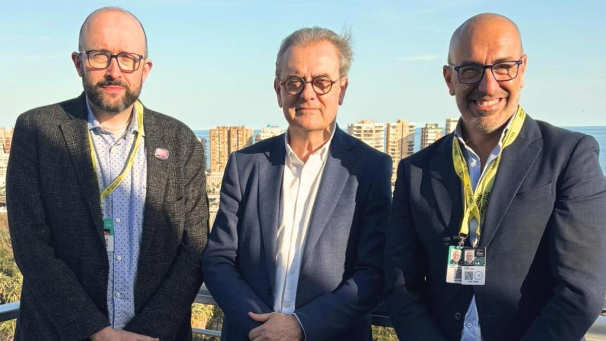 Por la izquierda, Alejandro Díaz Castaño, Juan Antonio Vigar y Oliver Suárez, en Málaga.