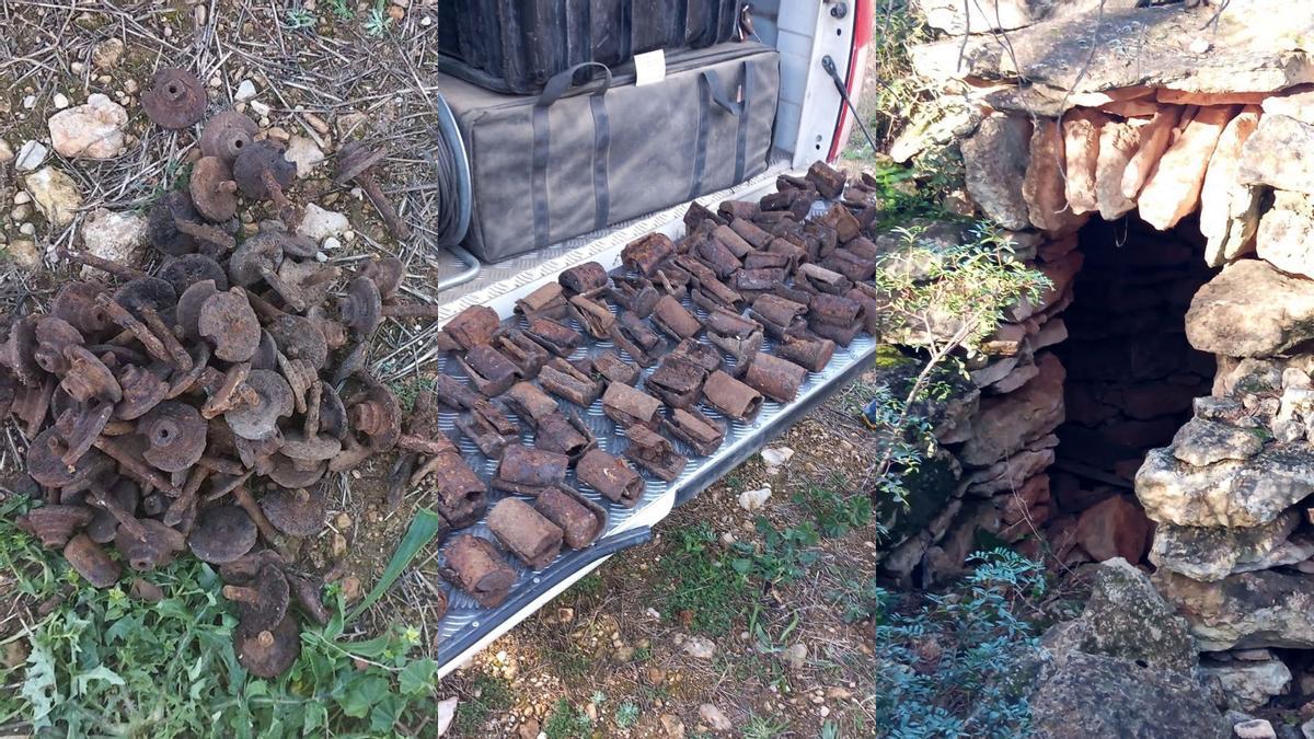 Granadas de la Guerra civil española encontradas en una cabaña de Tarragona