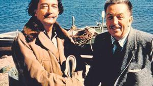 Salvador Dalí y Walt Disney con Portlligat al fondo.