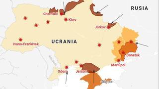 Mapa de las zonas bombardeadas por Rusia
