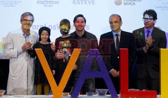 Leo Messi en la colocación de la primera piedra del SDJ Pediatric Cancer Center de Barcelona en el Hospital Sant Joan de Déu