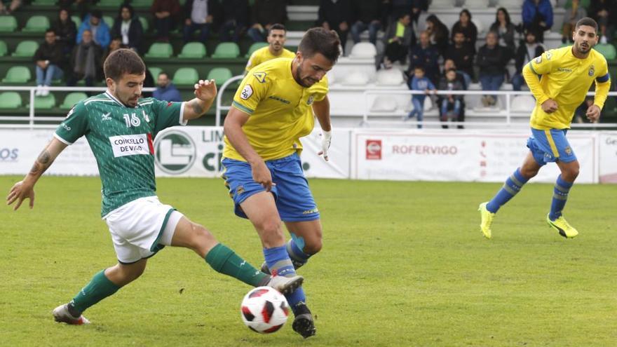 Imagen del partido de ida entre Coruxo y Las Palmas. // A. Villar