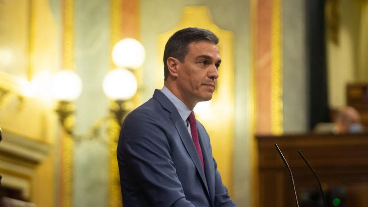 El president del govern espanyol, Pedro Sánchez, en la compareixença al Congrés per informar sobre Ucraïna