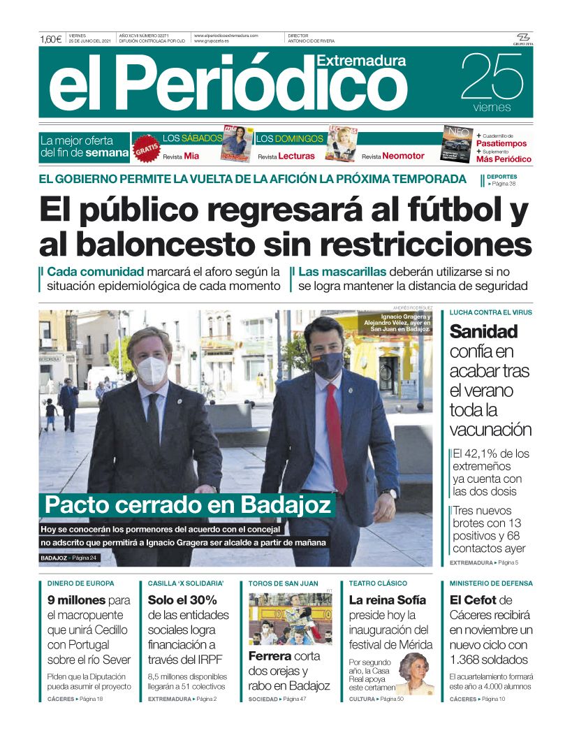 Consulta la portada correspondiente al día 25 de junio del 2021