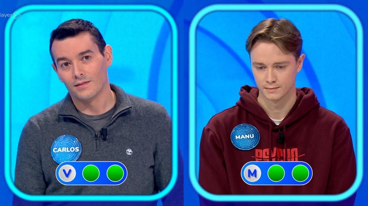 Carlos y Manu, en la silla azul de Pasapalabra.