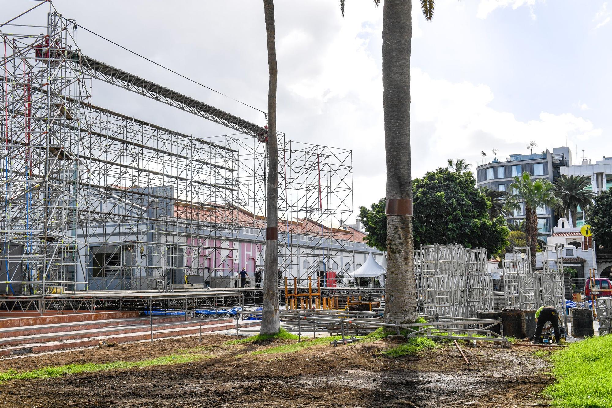 Montaje del escenario del Carnaval de Las Palmas de Gran Canaria 2023