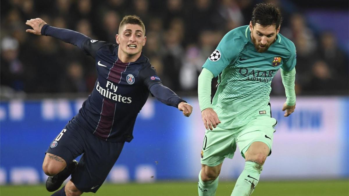 Leo Messi y Verratti, en el Parque de los Príncipes