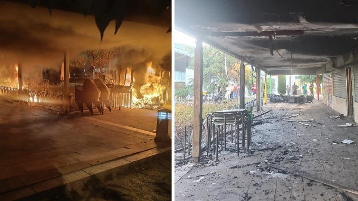 Imágenes del incendio y del estado en que han quedado los soportales del Parque Figueroa.