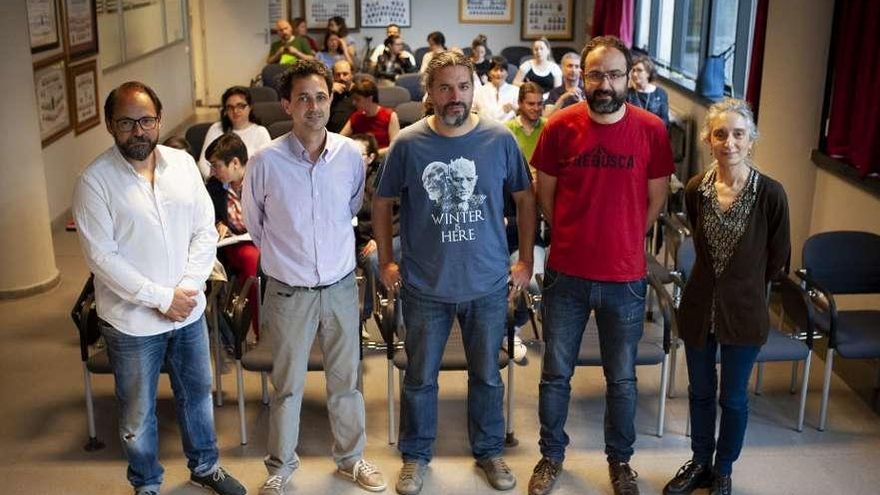 Enrique Barreiro, Alberto Rellán, Anxo Moreira, David Fernández y Ana María Torrado. // Brais Lorenzo