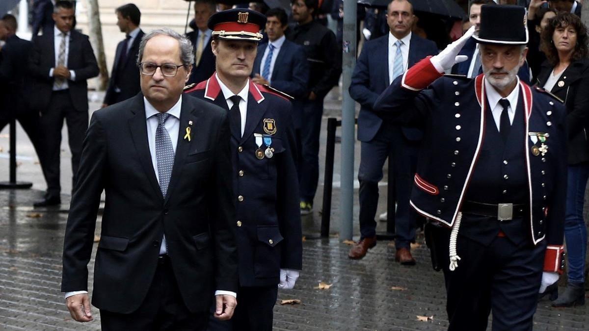 Quim Torra en la ofrenda floral al monumento a Rafael de Casanova