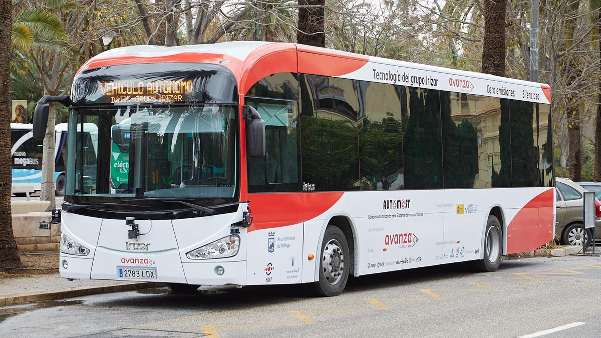 El autobús autónomo que circulará por Málaga con sensores en la parte frontal