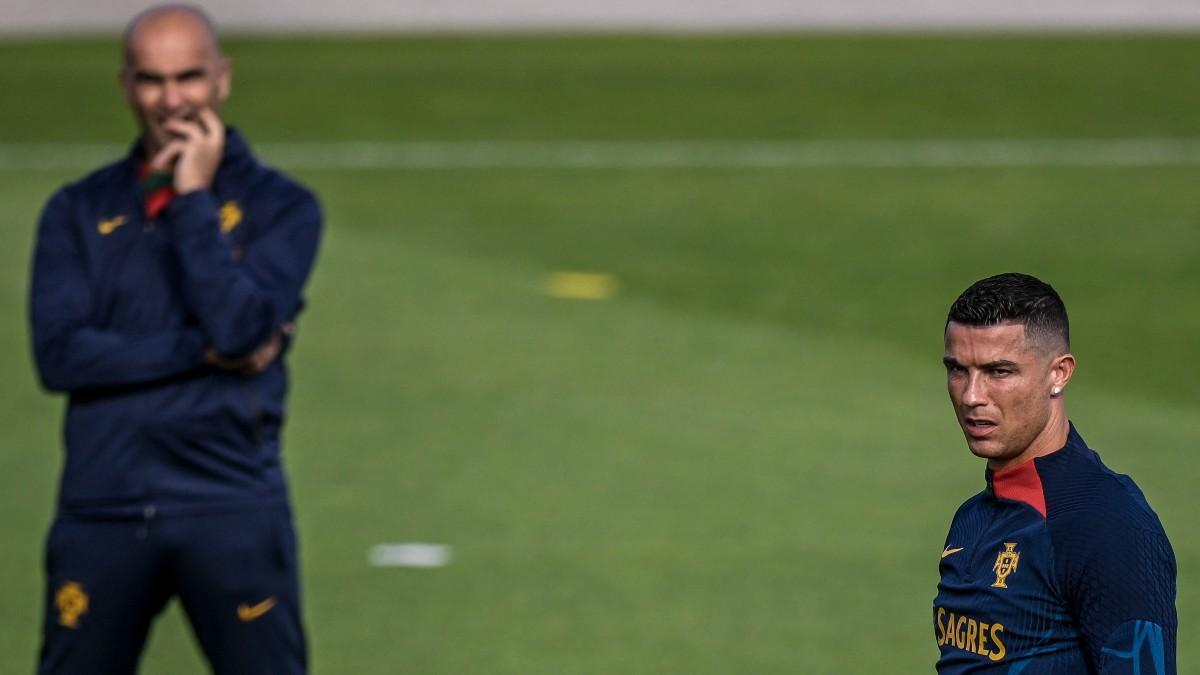 Cristiano, durante un entrenamiento con Portugal